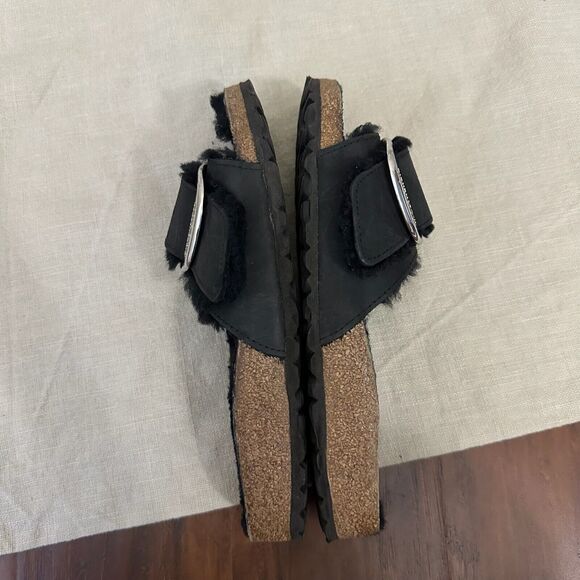 BIRKENSTOCK Madrid Big Buckle Shearling in Black Oiled Leather EU 39 US 8-8.5 N - Picture 9 of 13